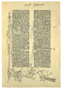 Reproduction of one page of the first printed Bible Royalty Free Stock Photo